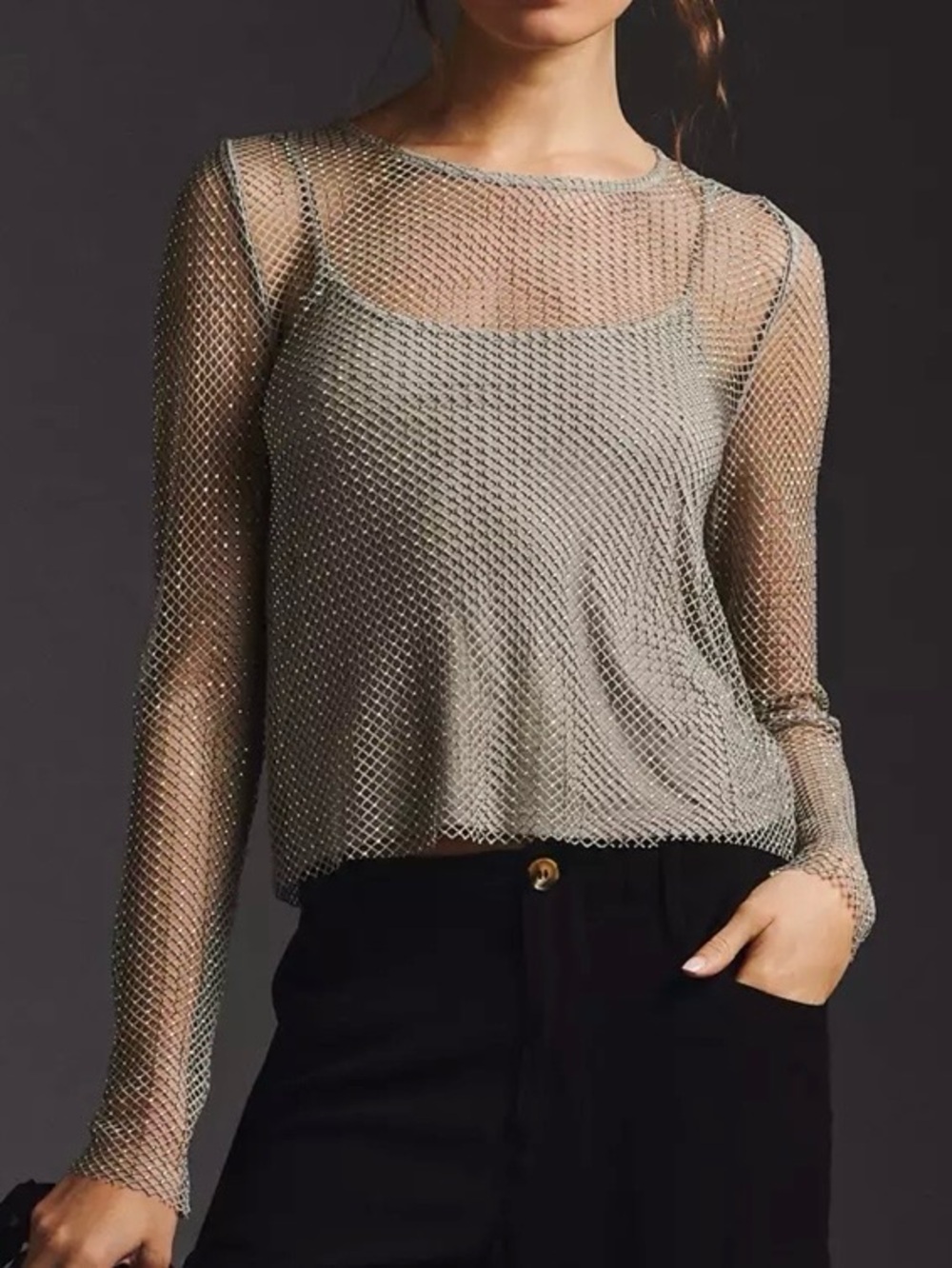 Anthropologie Sunday in Brooklyn Mesh Sparkle Top